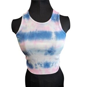Kelleydeeee OG Ribbed Tie Dye Crop Tank Top Women's Pink Blue White Racerback